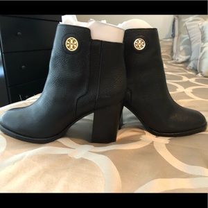 Black leather Tory Burch booties